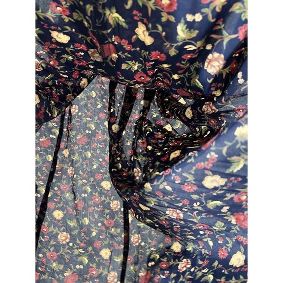 Talbots Vintage Dress Womens Medium/Large Navy Blue Floral Print Button Pleated - Picture 11 of 16